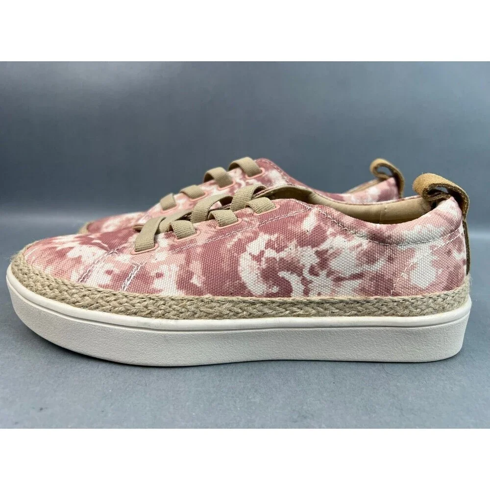 Spenco Malibu Womens 7D Pink Tan Tie Dye Espadrille Slip-On Sneakers Orthopedic